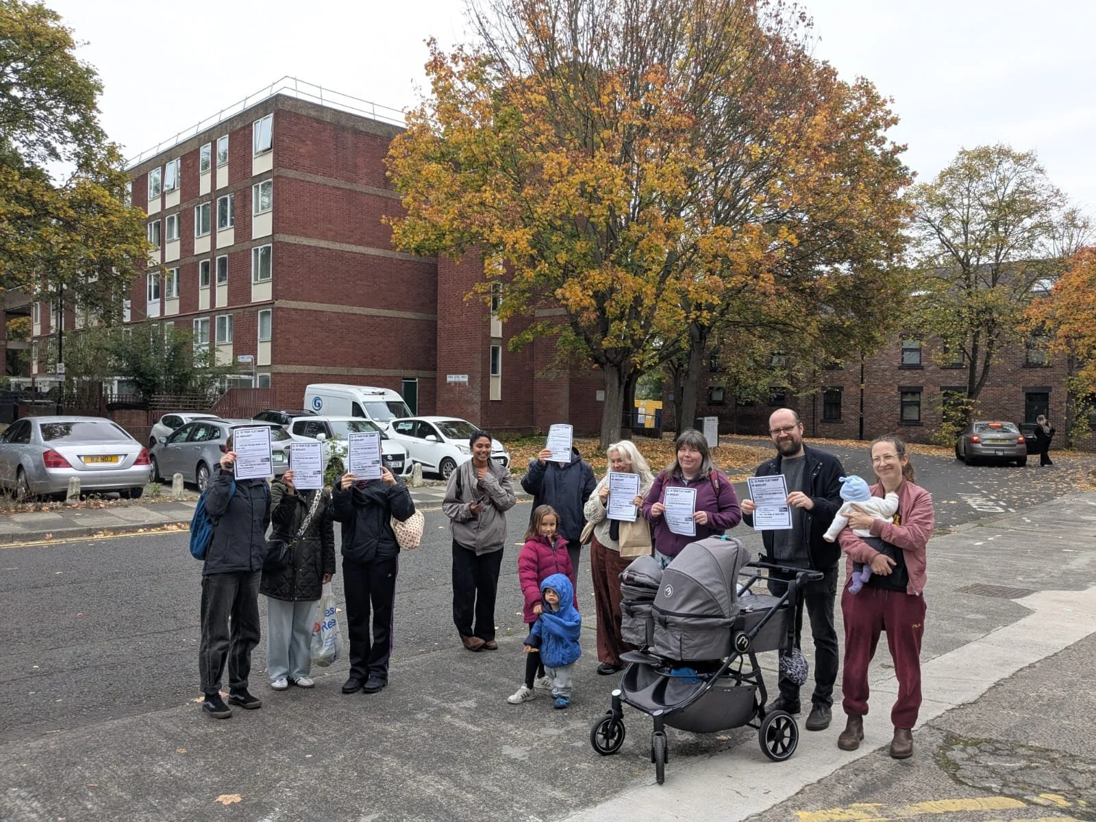 Food and Solidarity members door-knocking in a Newcastle West End street during an organising campaign