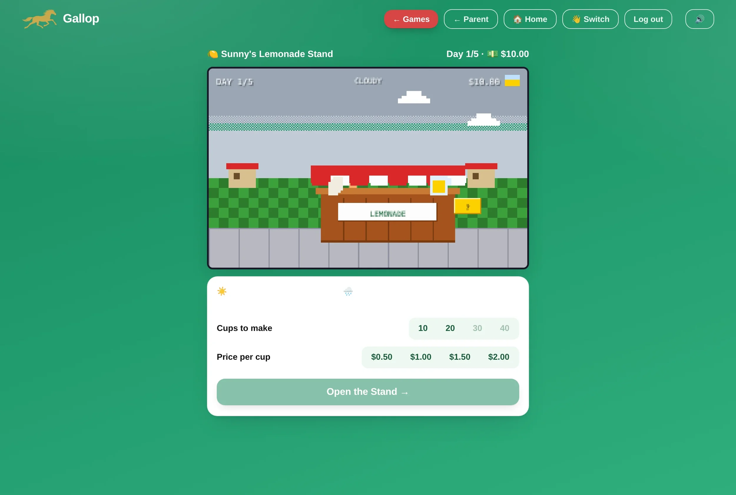Gallop entrepreneurship game