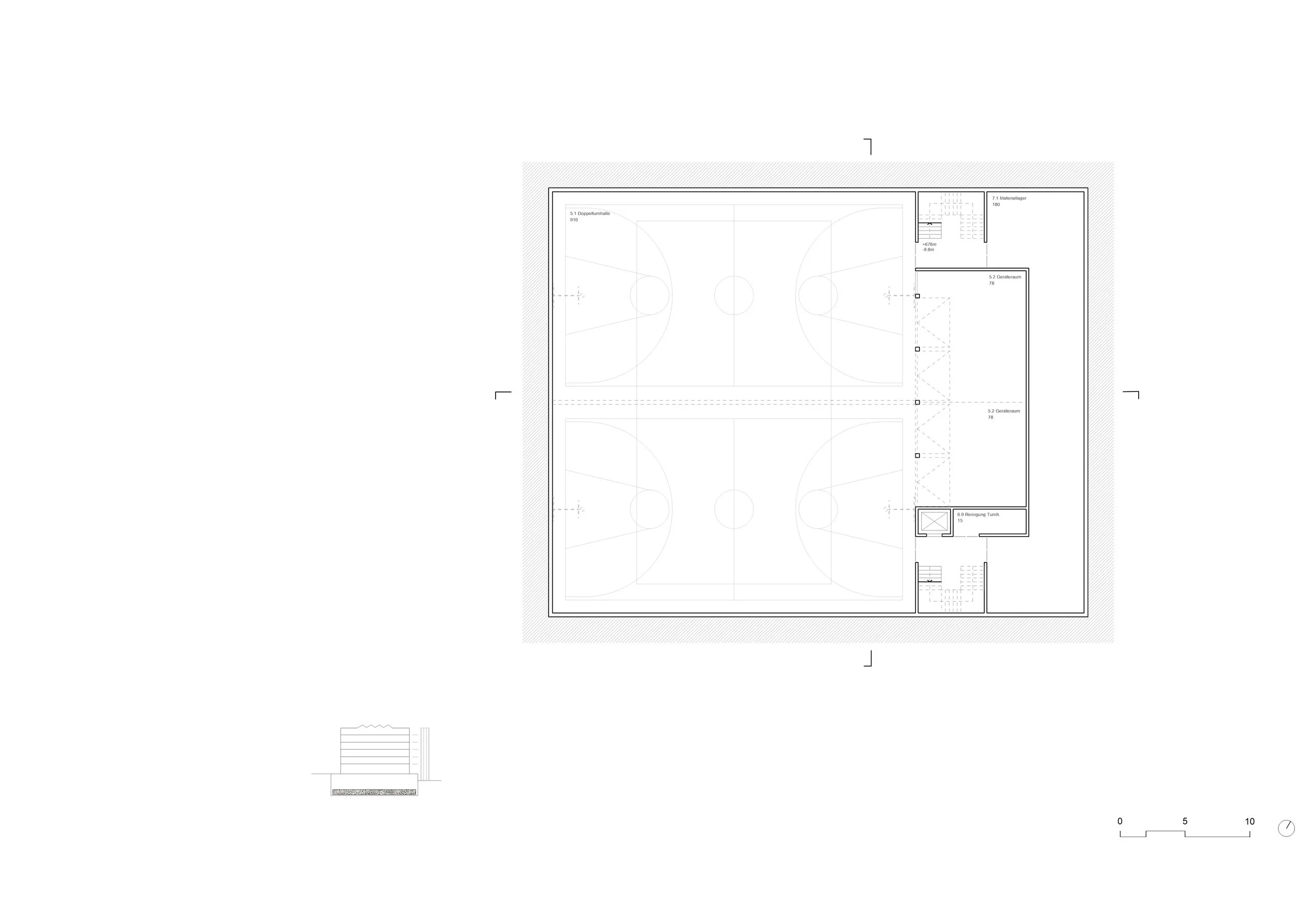 Grundriss Untergeschoss - Doppelsporthalle