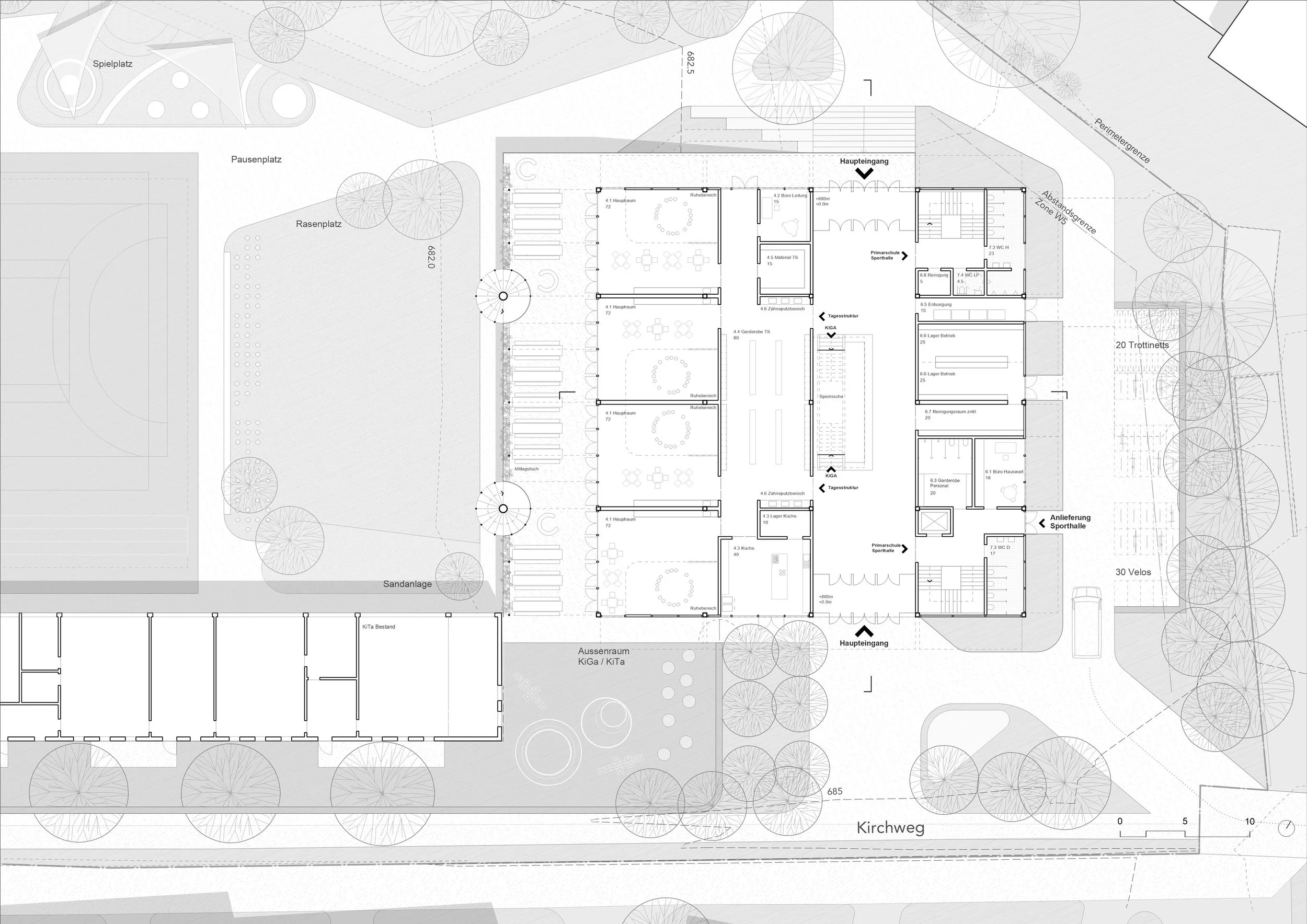 Grundriss Erdgeschoss - Tagesschule, Betrieb