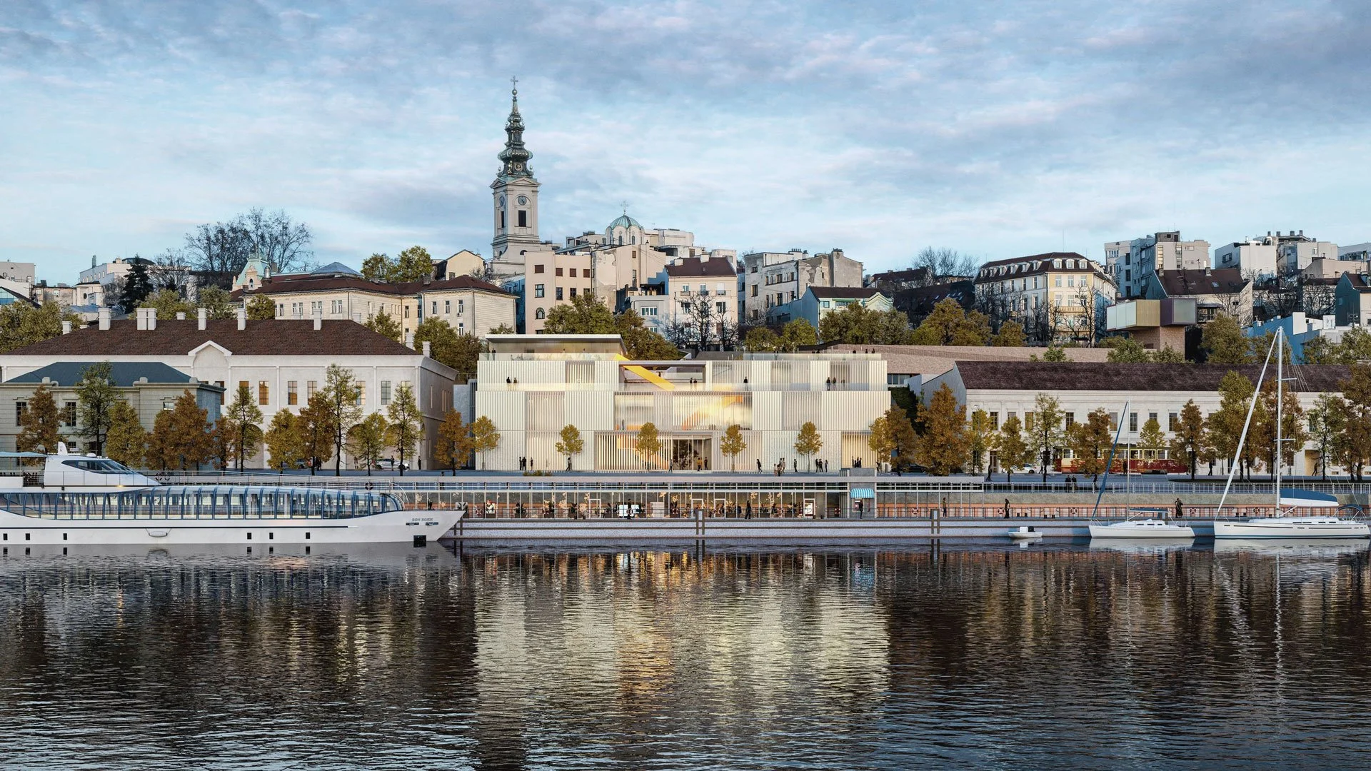 Blick von der anderen Seite des Flusses Sava