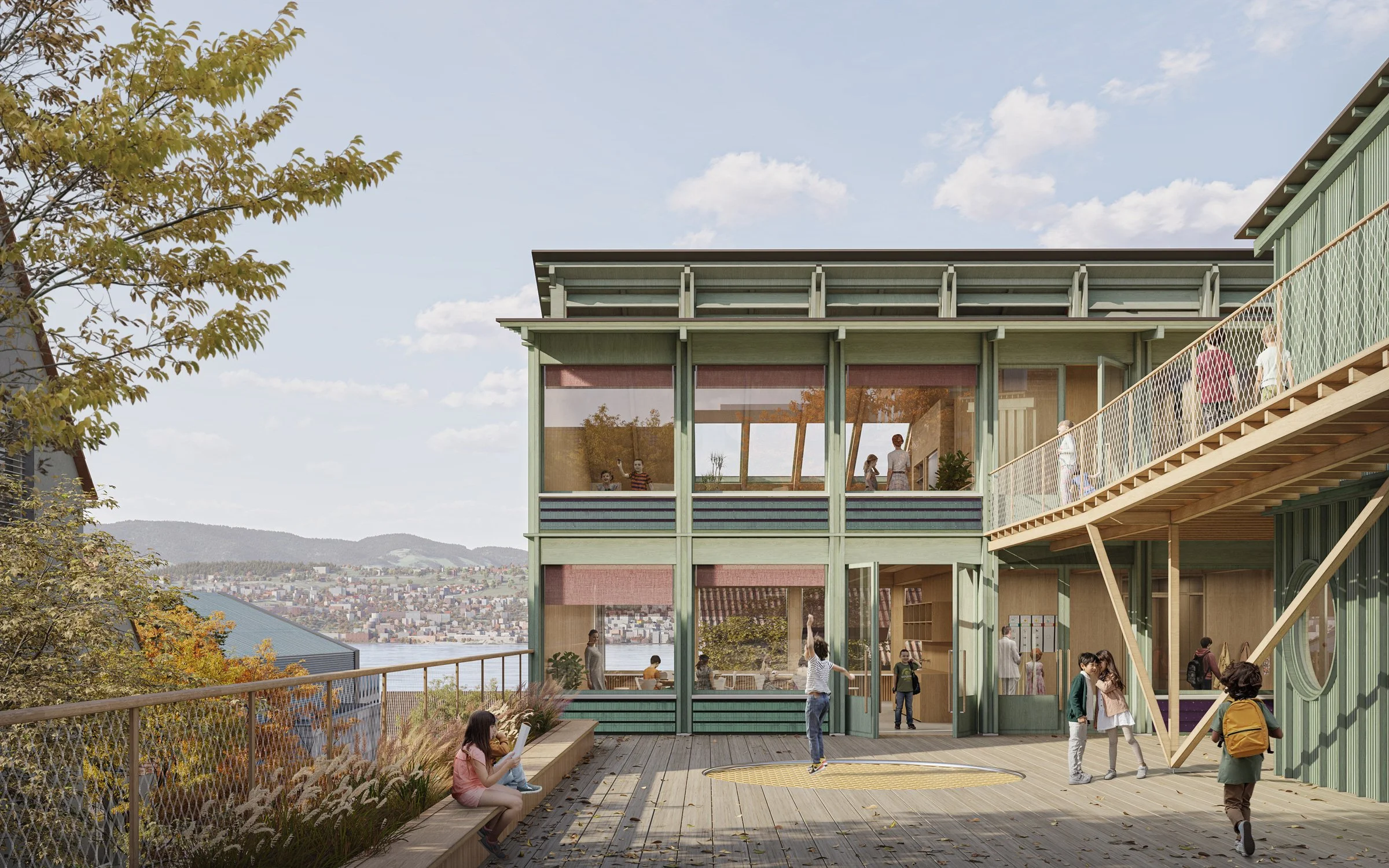 Der Blick auf die Spielterrasse