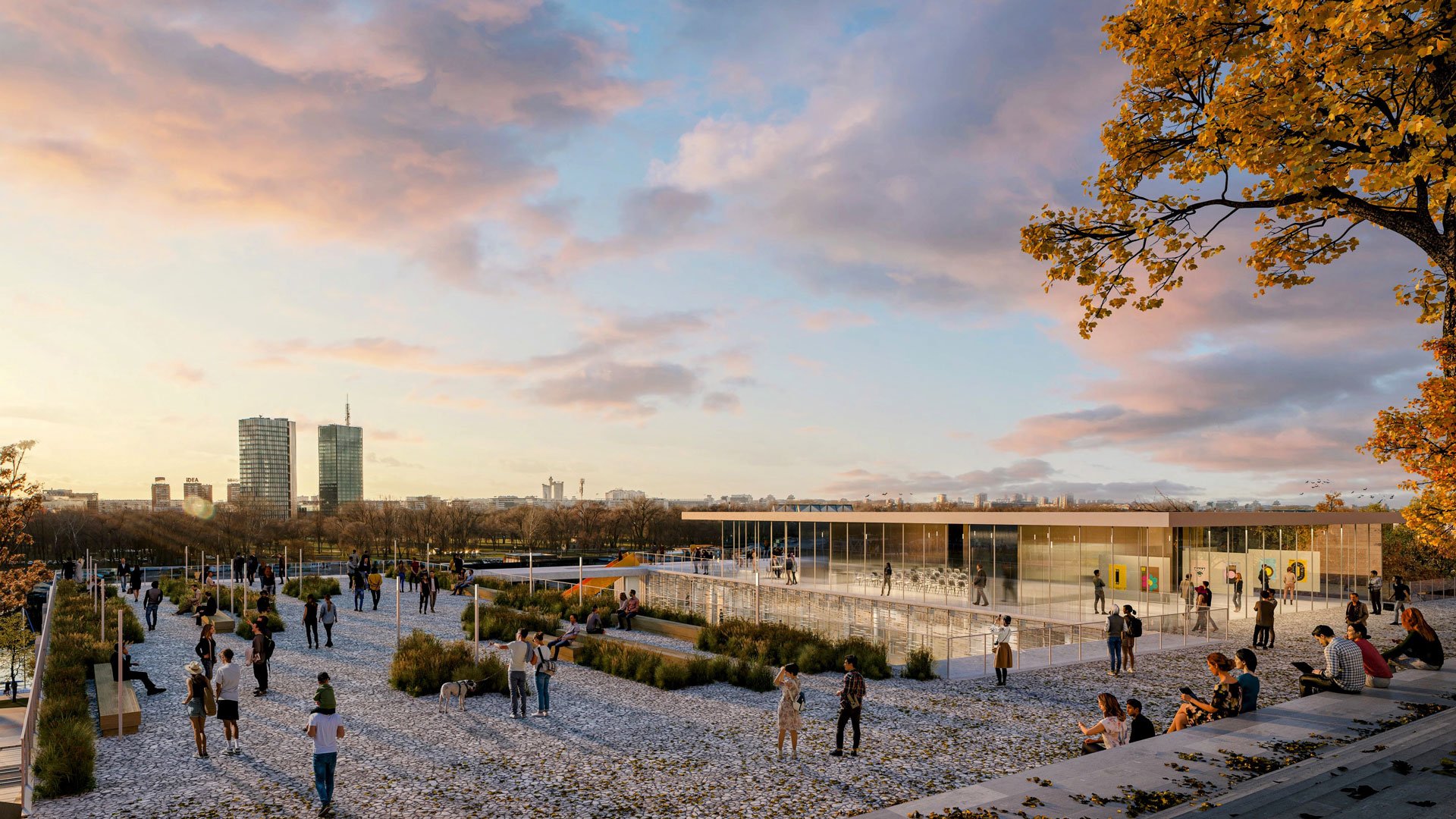 Blick auf die Promenade und die Dachterrasse