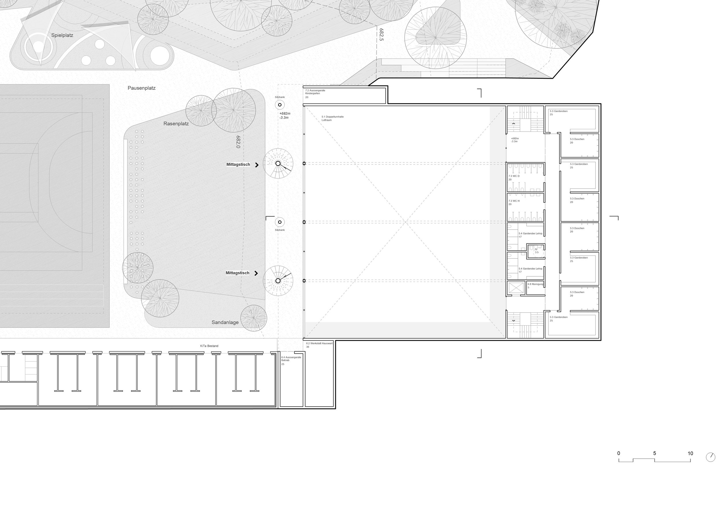 Grundriss Untergeschoss - Sportplatz