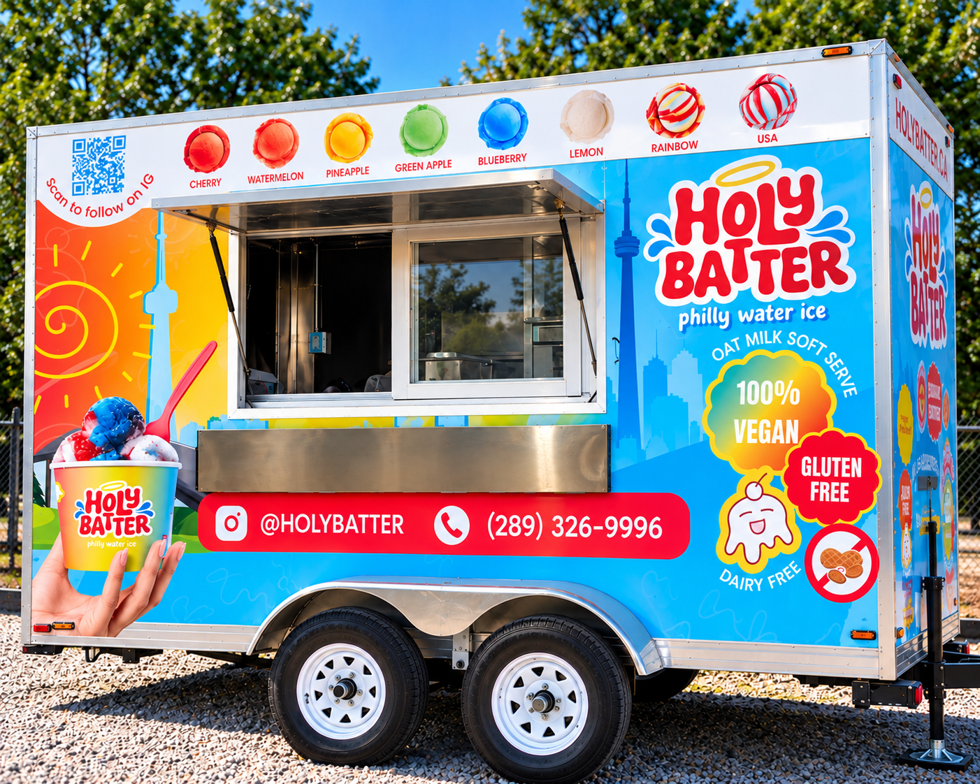 Actual Holy Batter branded catering trailer
