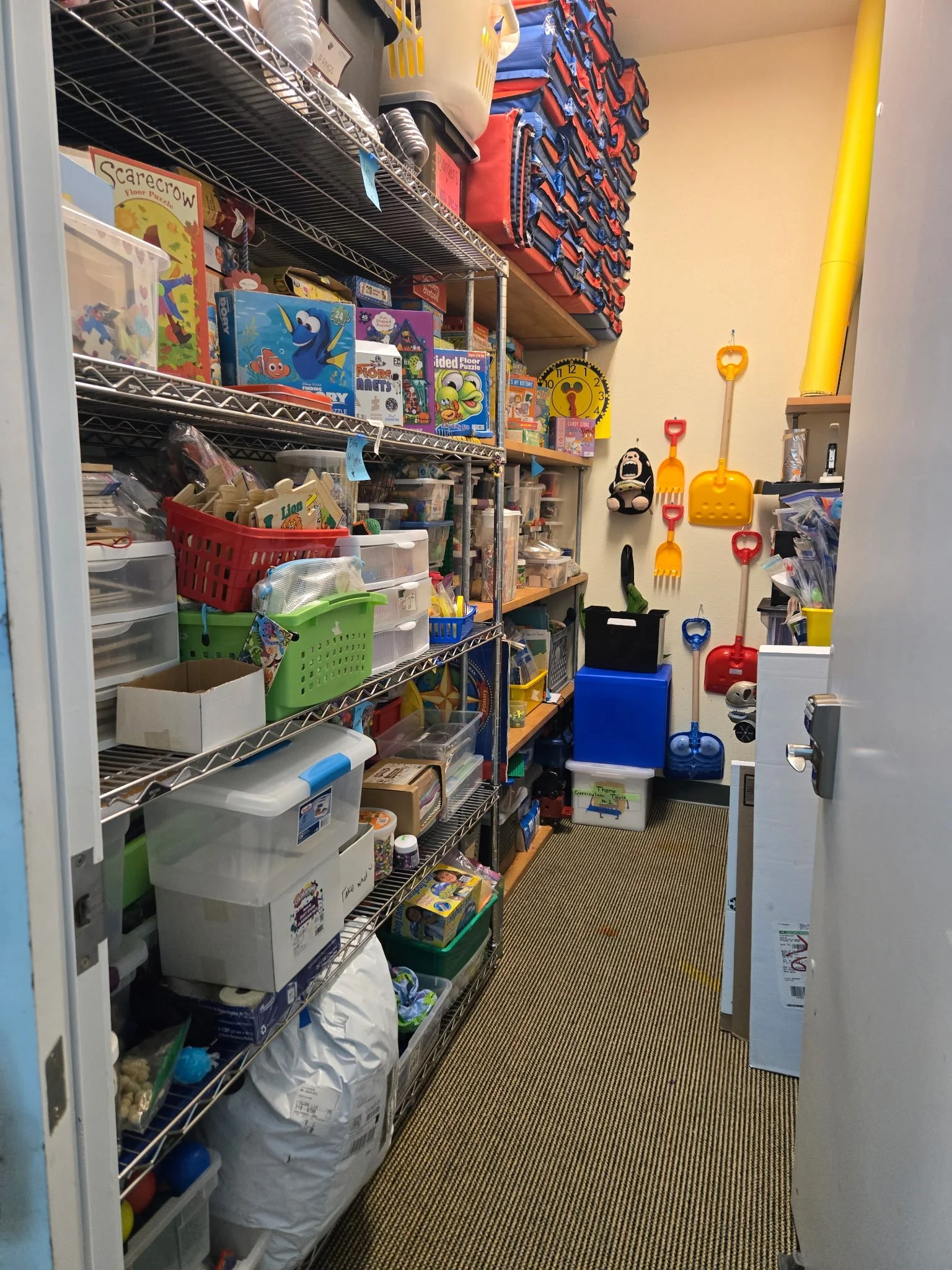 Organized preschool closet