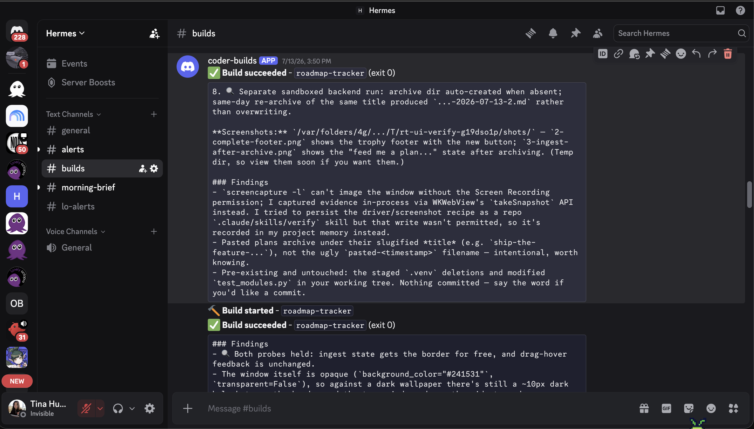 Coder, an autonomous coding agent, running in Hermes
