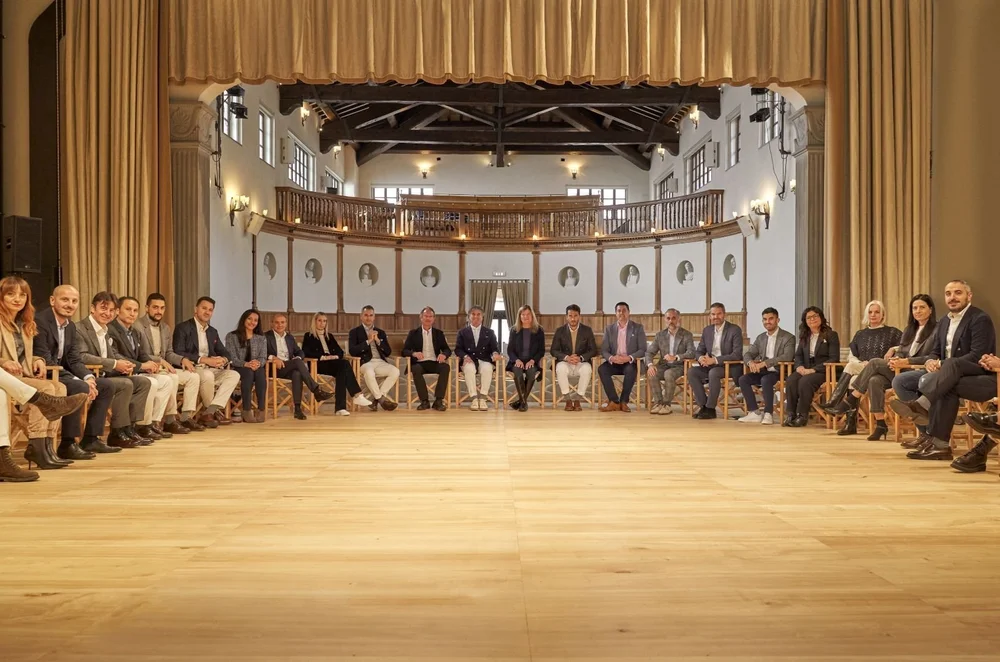 Group discussion at the Cucinelli Theatre in Solomeo