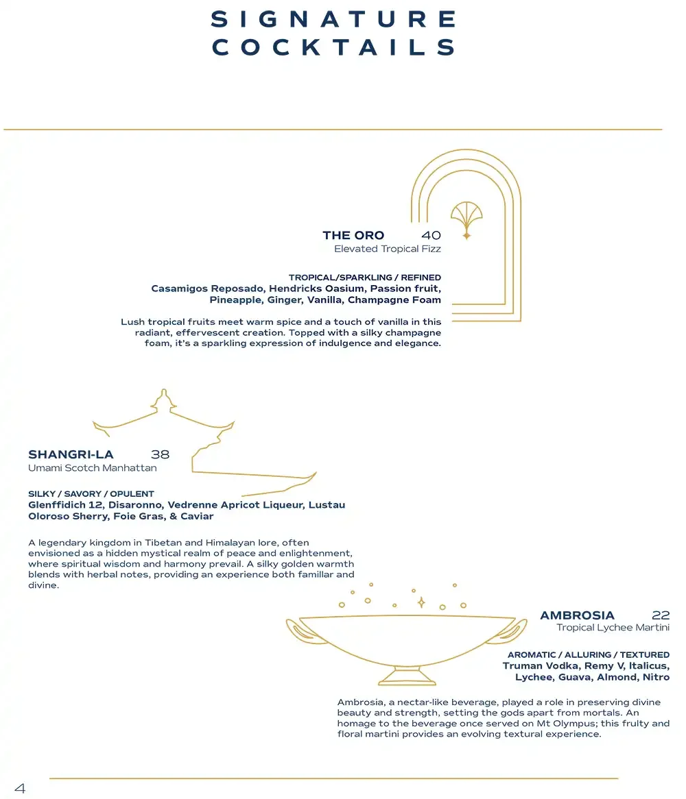 oro miami cocktails menu
