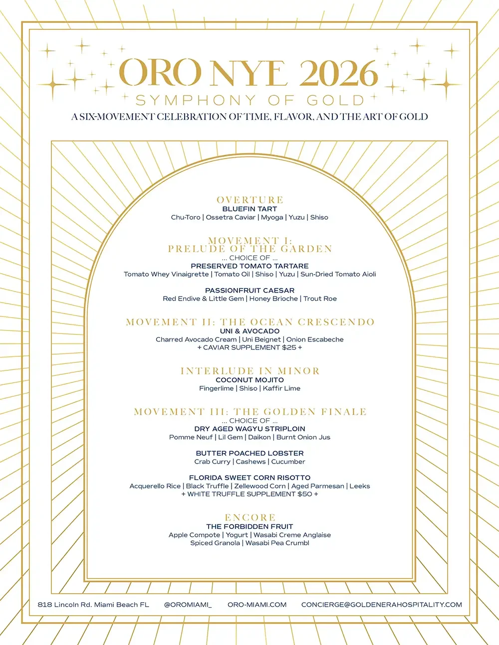 oro miami nye 2026 menu