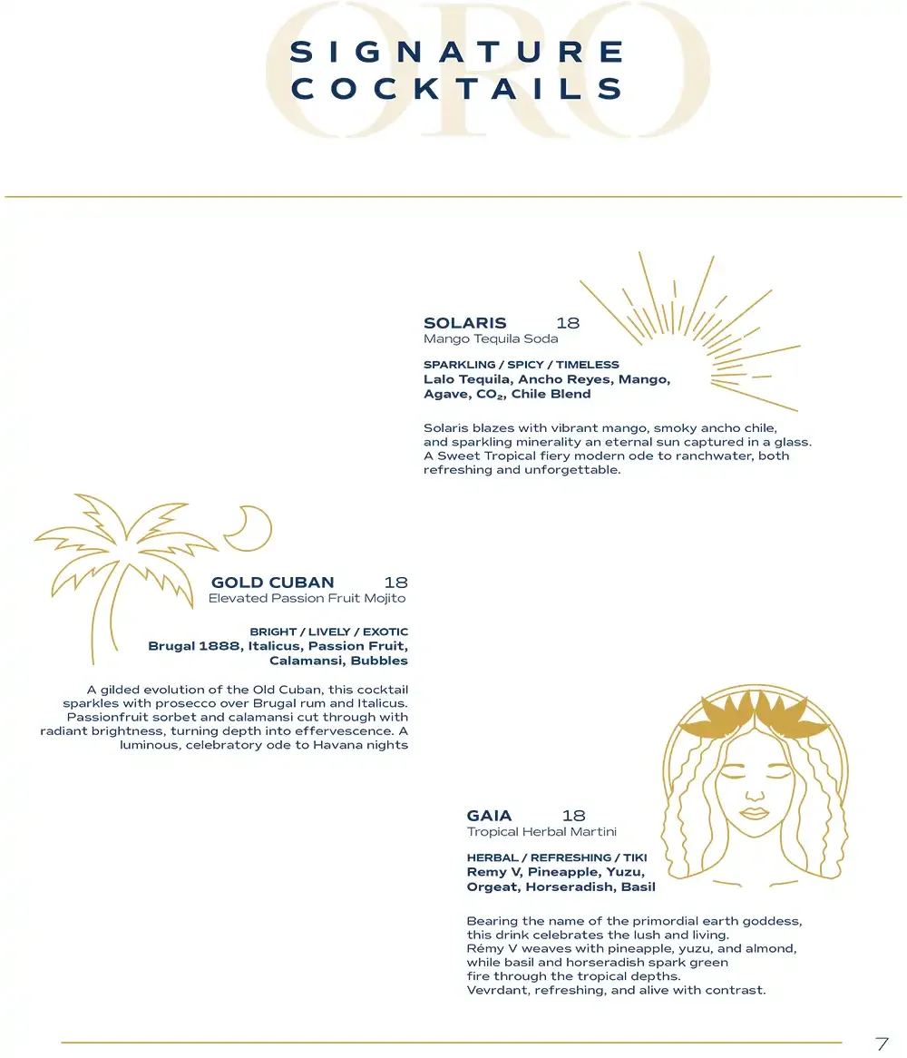 oro miami cocktails menu
