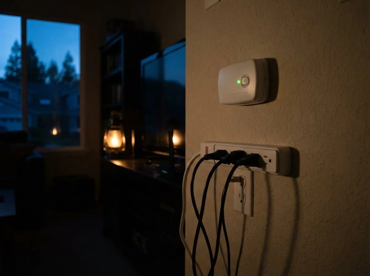 Carbon monoxide alarm and surge protector in a home during an outage