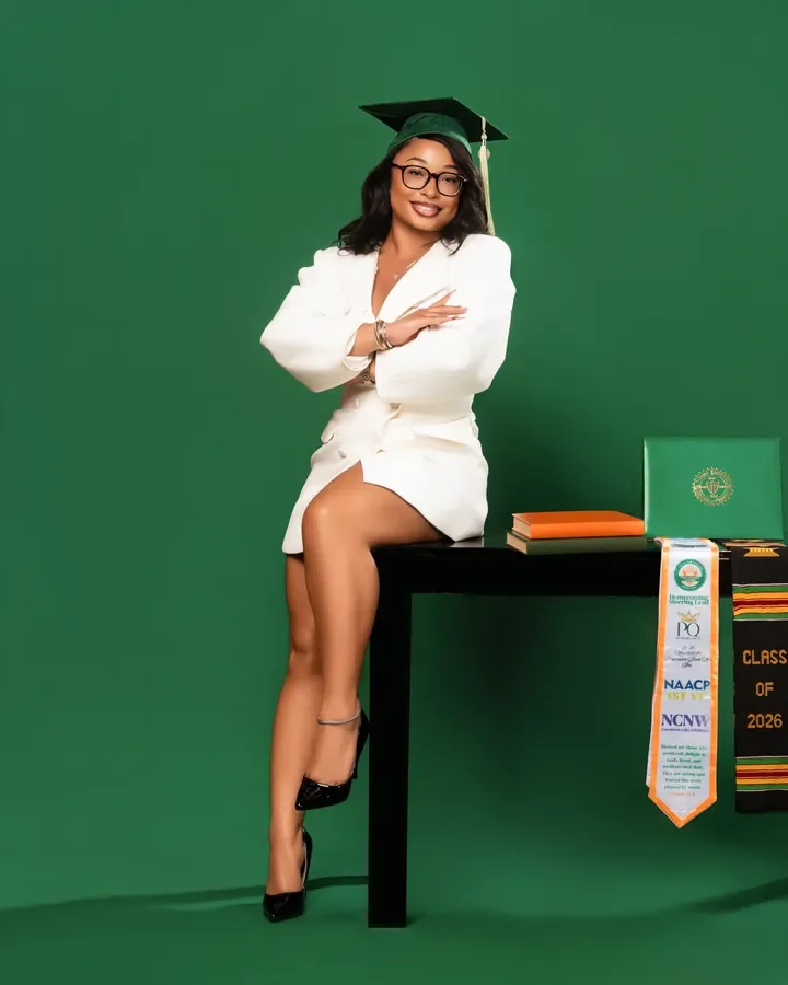 Graduation portrait on a green studio backdrop — Smooth Studios