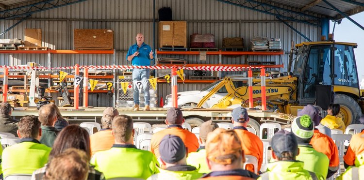 An R U OK Day breakfast presentation for the staff of the Campaspe Shire Council at the Tongala Depot with over 100 staff coming together. 