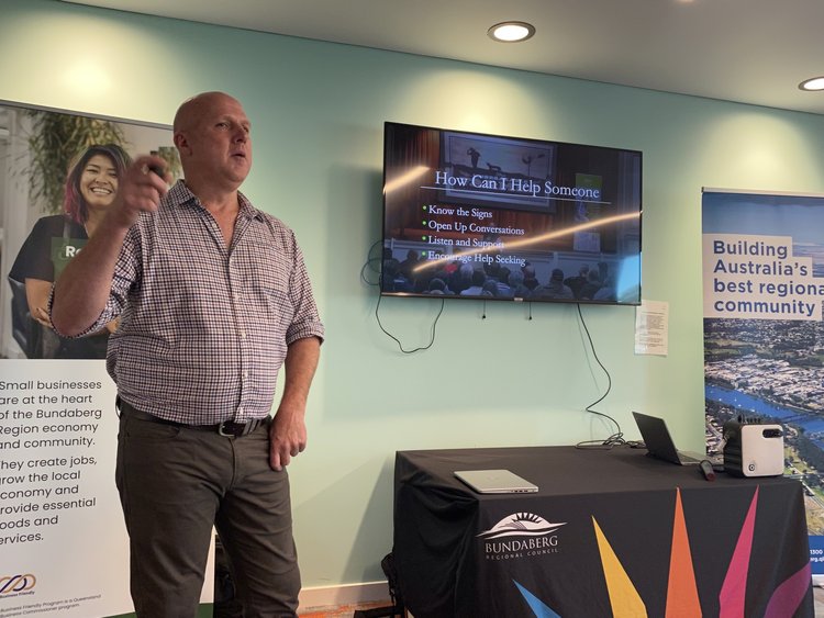 Warren speaking recently at Bundaberg Regional Council’s Business Breakfast held at Gin Gin Community Hub - The theme of the event was ‘Building Strong Communities enables Business Resilience’