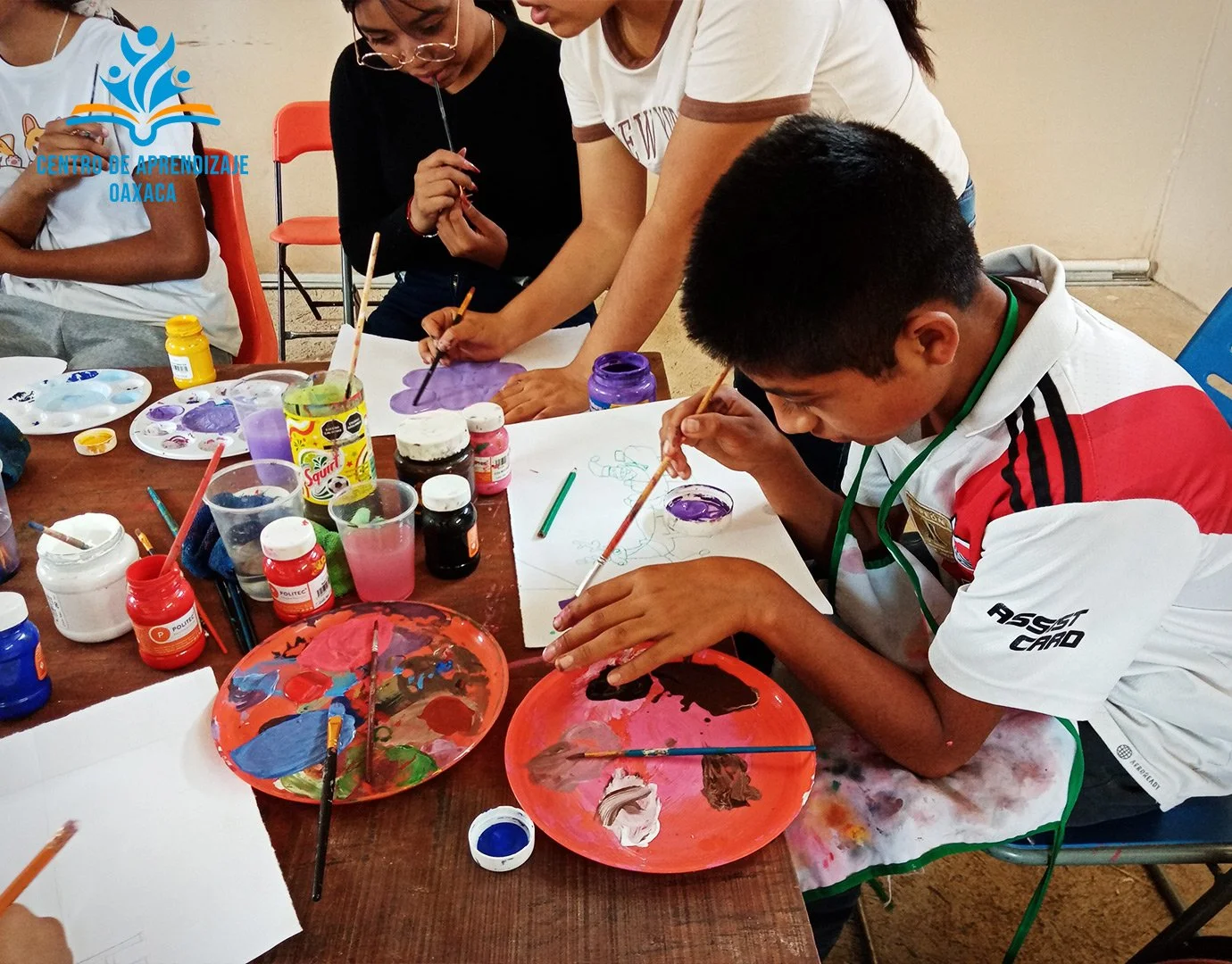 Students participating in activities at the Oaxaca Learning Center