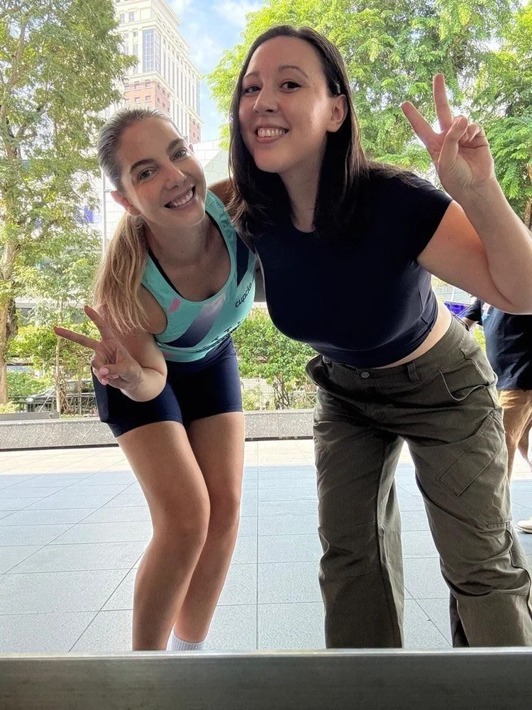 Frankie and Stella after a session in the Singapore CBD