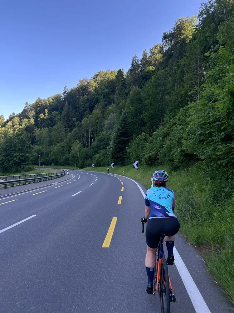 A Pretty Strong athlete on an alpine road near Zürich