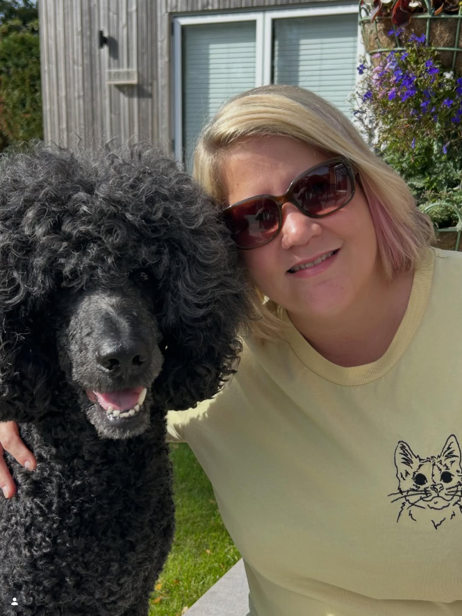 The founder of Loopy Lu's with her dog