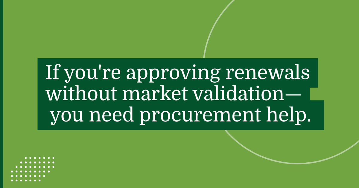 Warning sign about approving contract renewals without market validation and procurement consultation