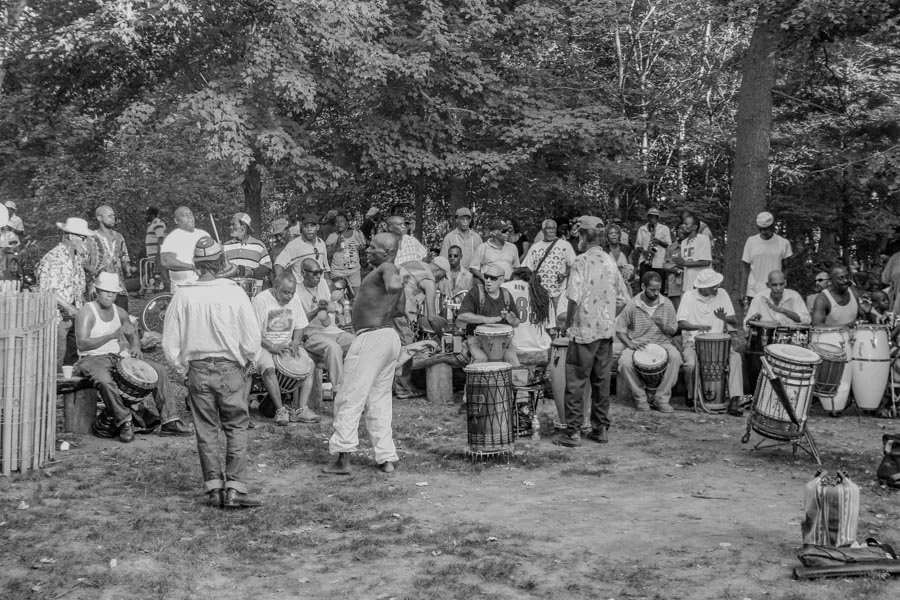Drum circle gathered in Prospect Park during BK Loves MJ