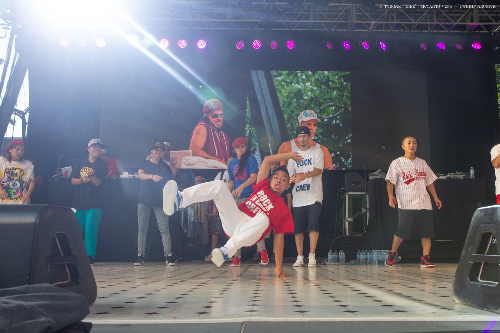 Dancer Bailey “Bailrok” Muñoz at the Rock Steady Crew 37th Anniversary Concert in New York City