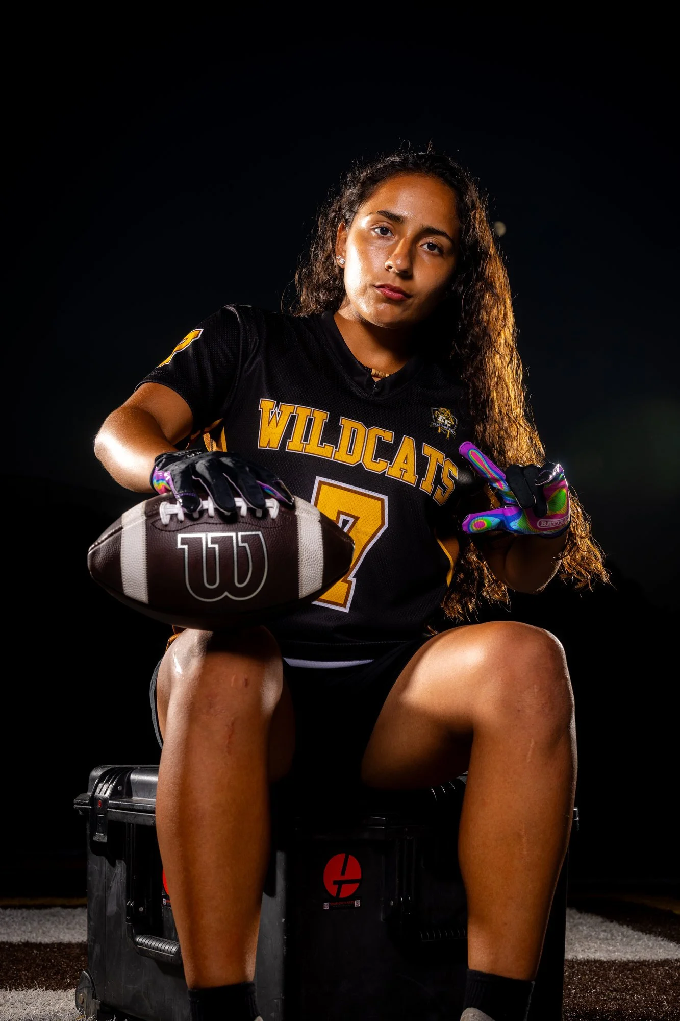 El Camino Wildcats flag football athlete seated portrait