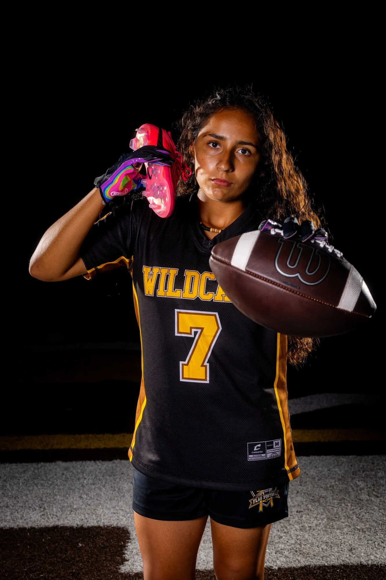 El Camino Wildcats flag football athlete dynamic portrait