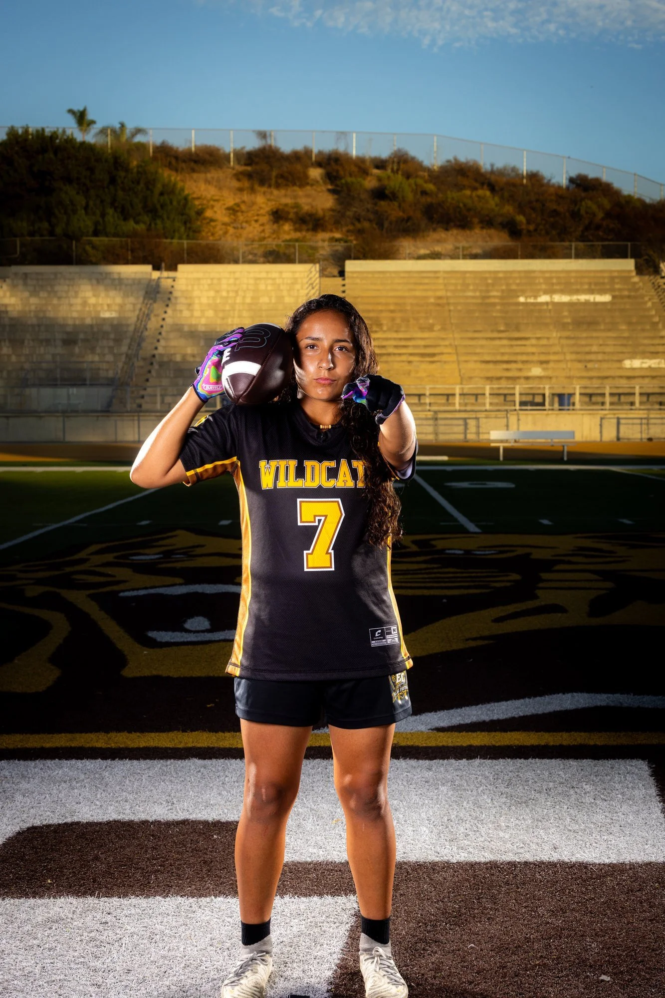 Profile ready portrait of an El Camino Wildcats flag football athlete