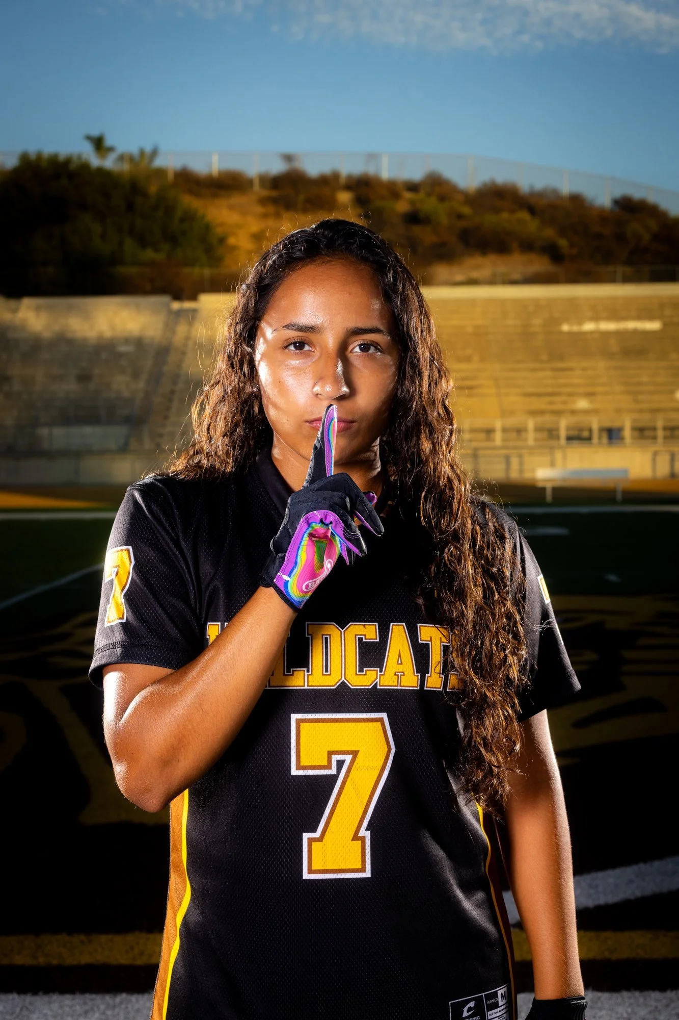 Professional individual portrait of an El Camino Wildcats flag football athlete