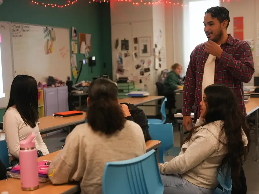 Students working on a film project