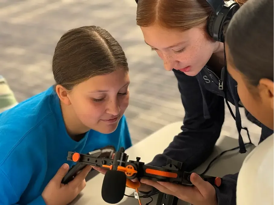 Students working on a film project