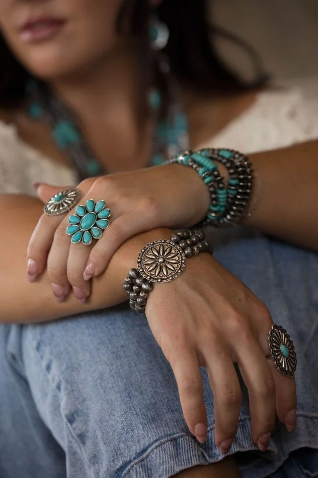 West and Co. five strand Navajo bead stretch bracelet set