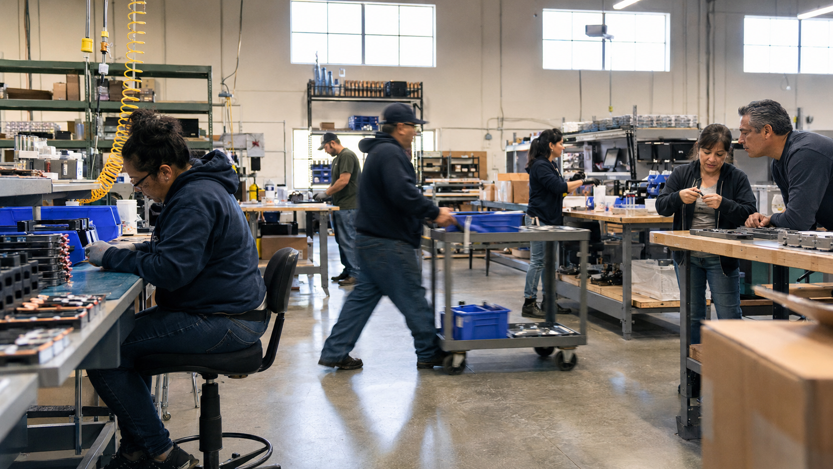 Employees working in a U.S. manufacturing business supported by investment