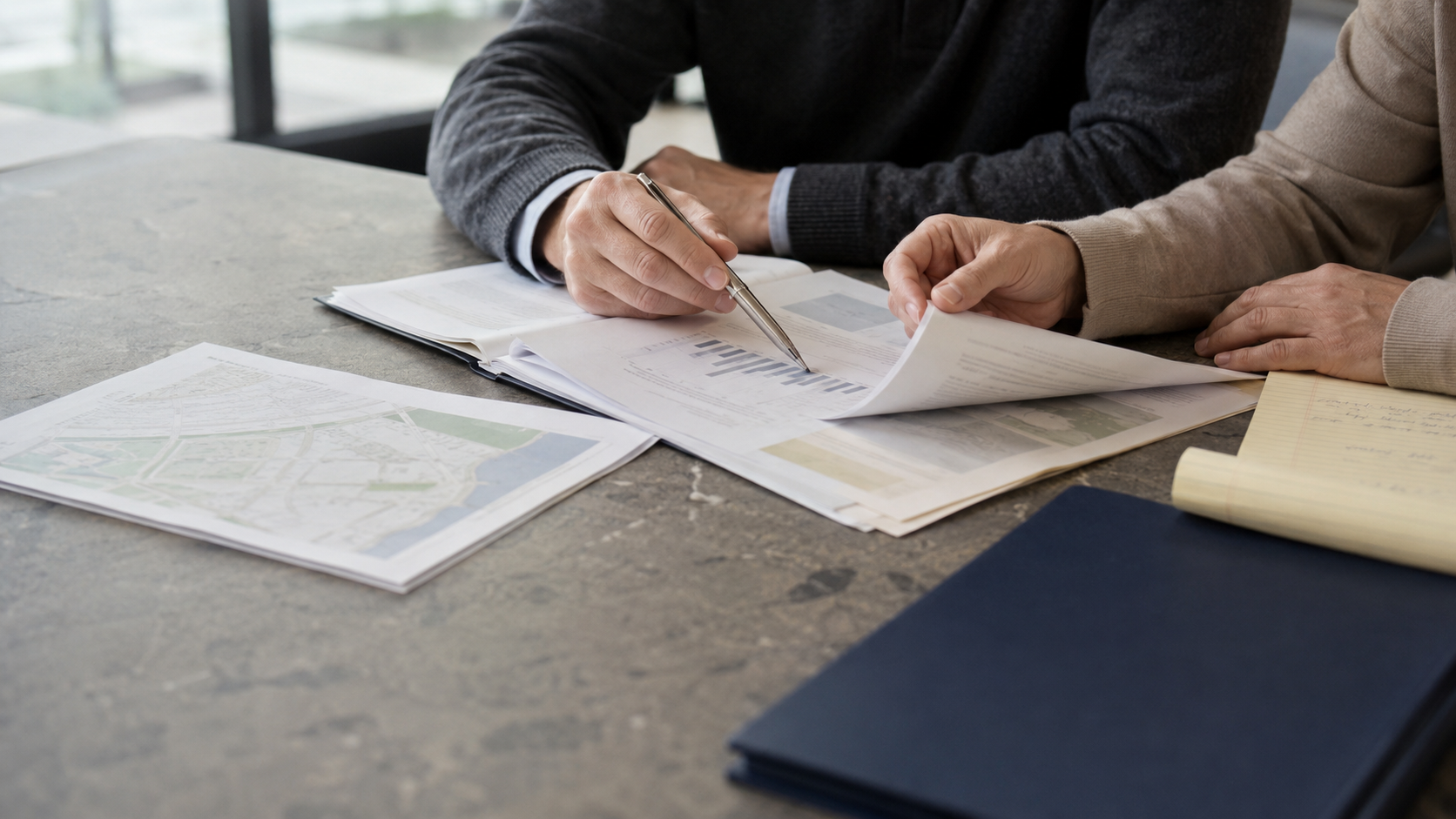 Investor and adviser conducting due diligence on EB-5 project documents