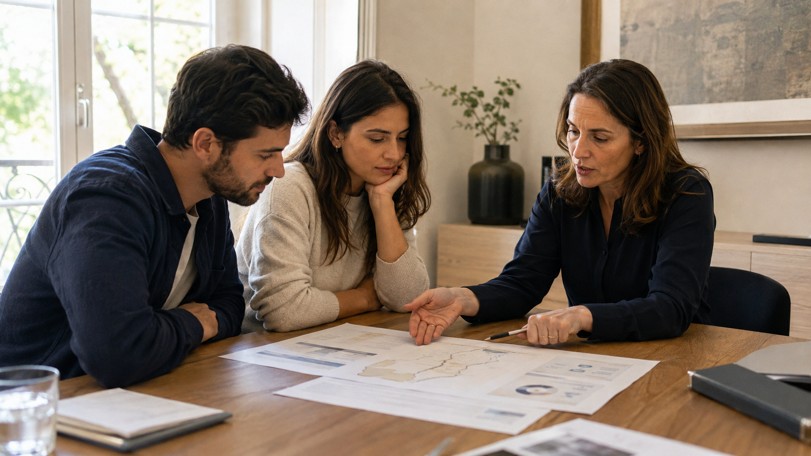 Couple reviewing their finances while planning residence in Portugal