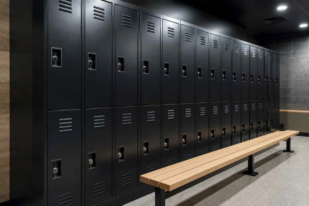 Metal lockers and cabinets suitable for electrostatic refinishing