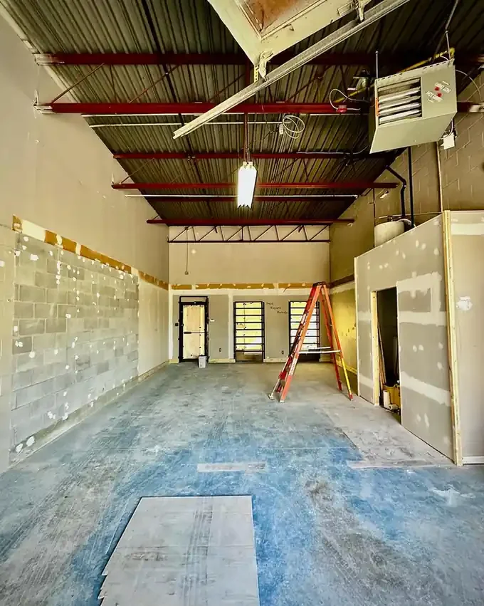 Commercial interior before painting