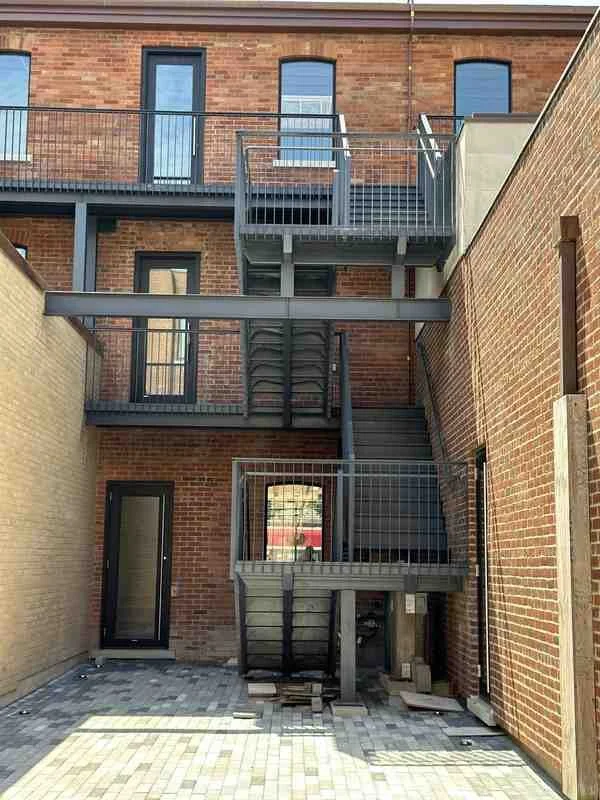 Courtyard stairs after electrostatic spraying