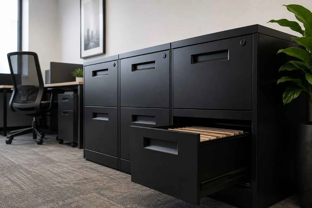 Metal office furniture and filing systems suitable for electrostatic painting
