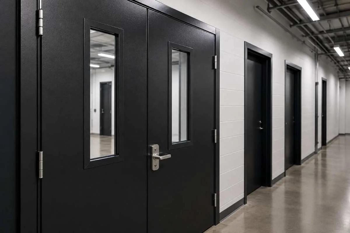 Metal doors and frames suitable for electrostatic painting