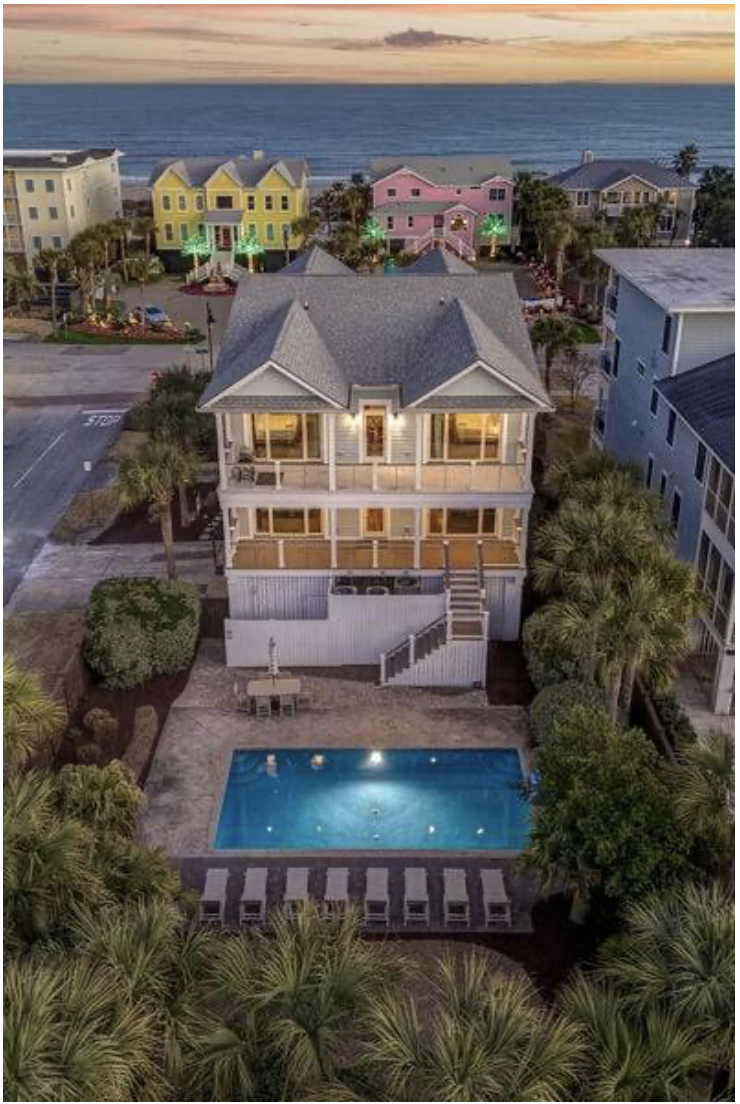 Exterior view of the private retreat home with pool, Isle of Palms