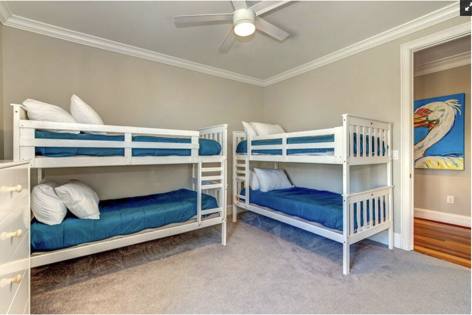 Bunk room with individual lower bunks at The Way Home retreat