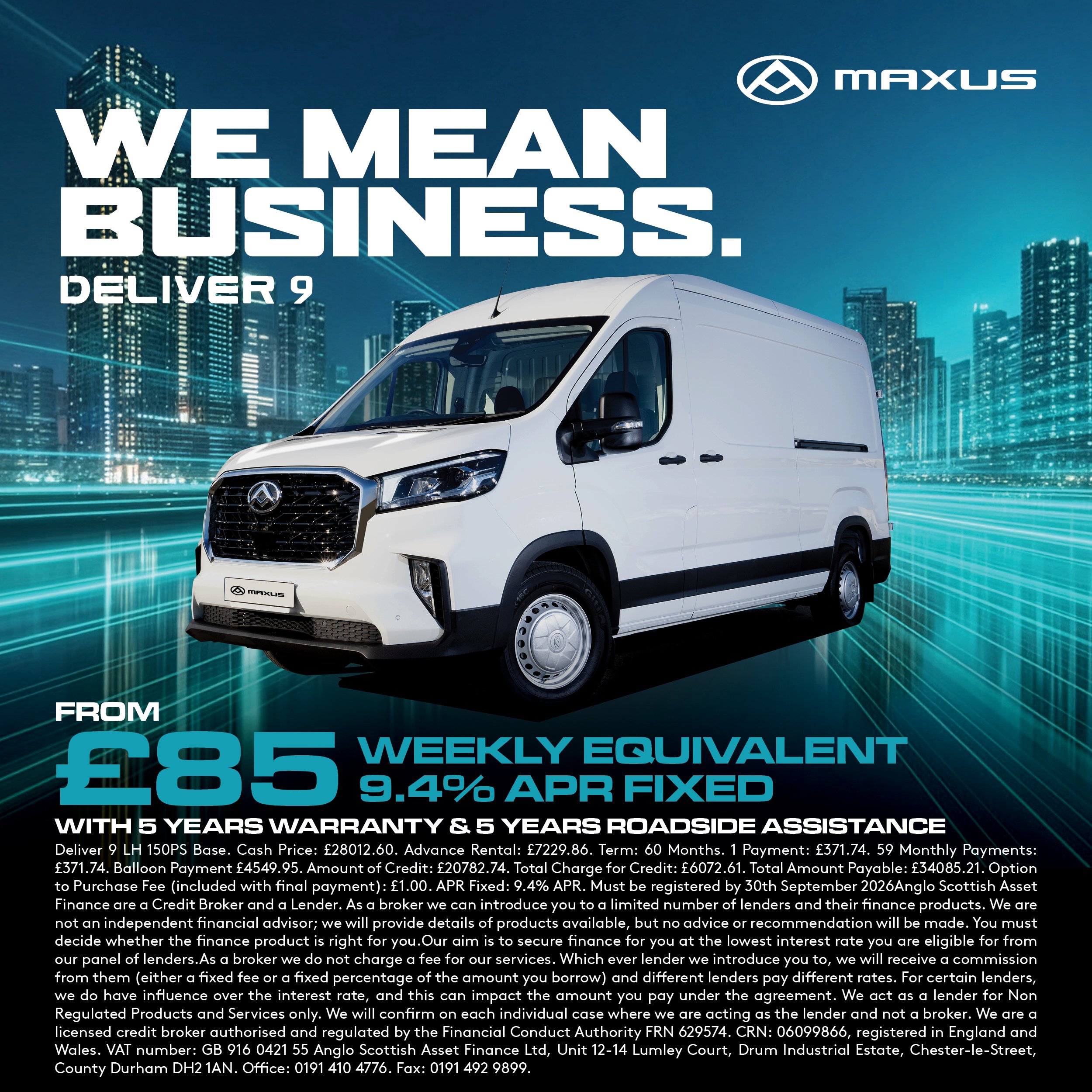 We Mean Business -- Maxus Deliver 9 finance offer