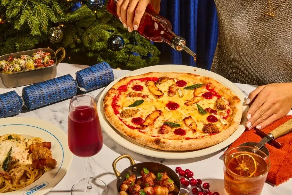 Christmas pizza and drinks at Prezzo.