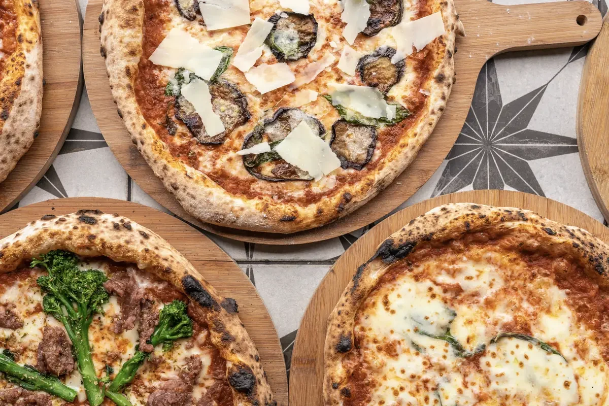Woodfired pizzas at Moto Pizza.