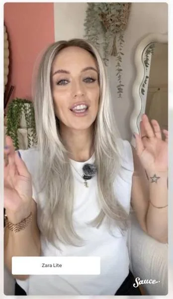 Sauce shoppable video player with the Zara Lite product tag