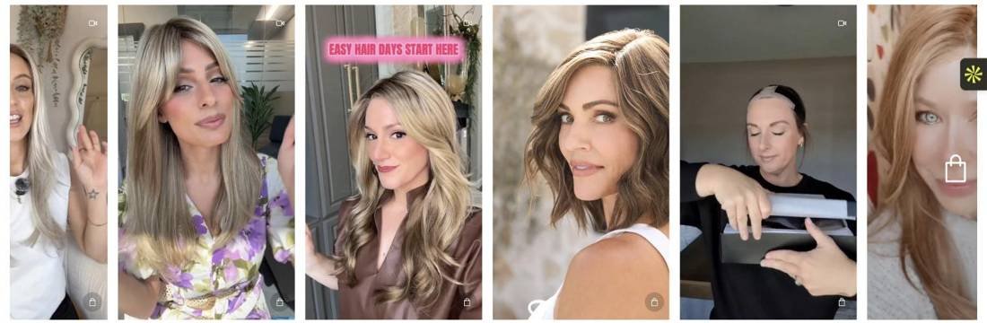 Shoppable creator video carousel on the wigs.co.za homepage