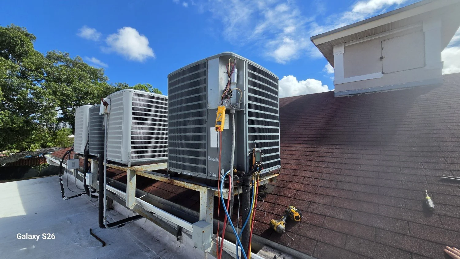 Outdoor AC condensers at the Miami Hungarian church