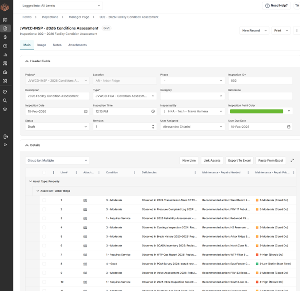 PMWeb Facility Condition Assessment Inspection Record